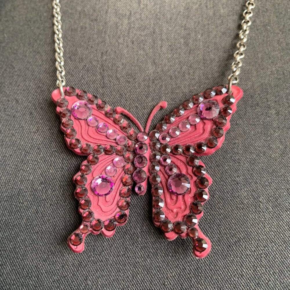 Tarina Tarantino Purple crystal VINTAGE butterfly necklace - Picture 5 of 8
